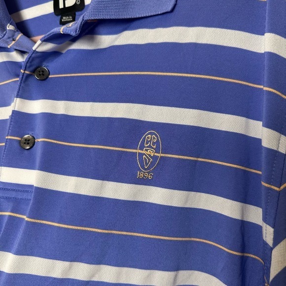 Footjoy Polo Shirt Short Sleeve White Purple Striped Golf Mens‎ Size Large - Picture 8 of 12
